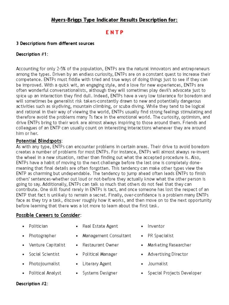 ENTP | PDF | Psychological Concepts | Psychology