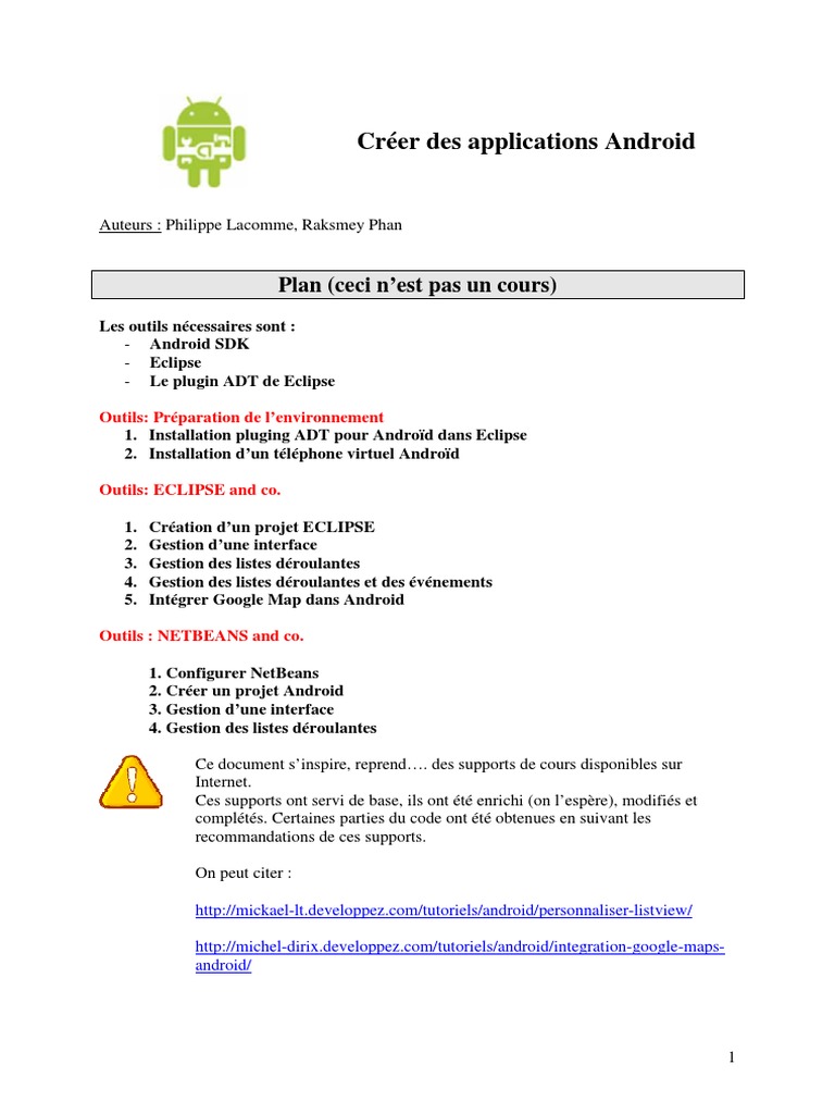 Tutorial Android PDF | PDF | Eclipse (Logiciel) | Android (Système d ...