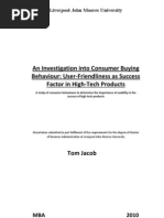 An MBA Dissertation - An Investigation Into Consumer Buying Behaviour: User-Friendliness As Success Factor in High-Tech Products