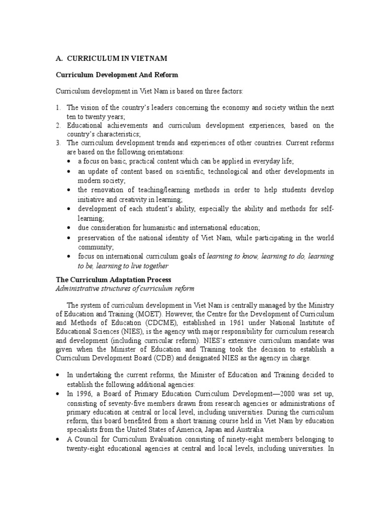 Curriculum in Vietnam | PDF | Curriculum | Secondary School