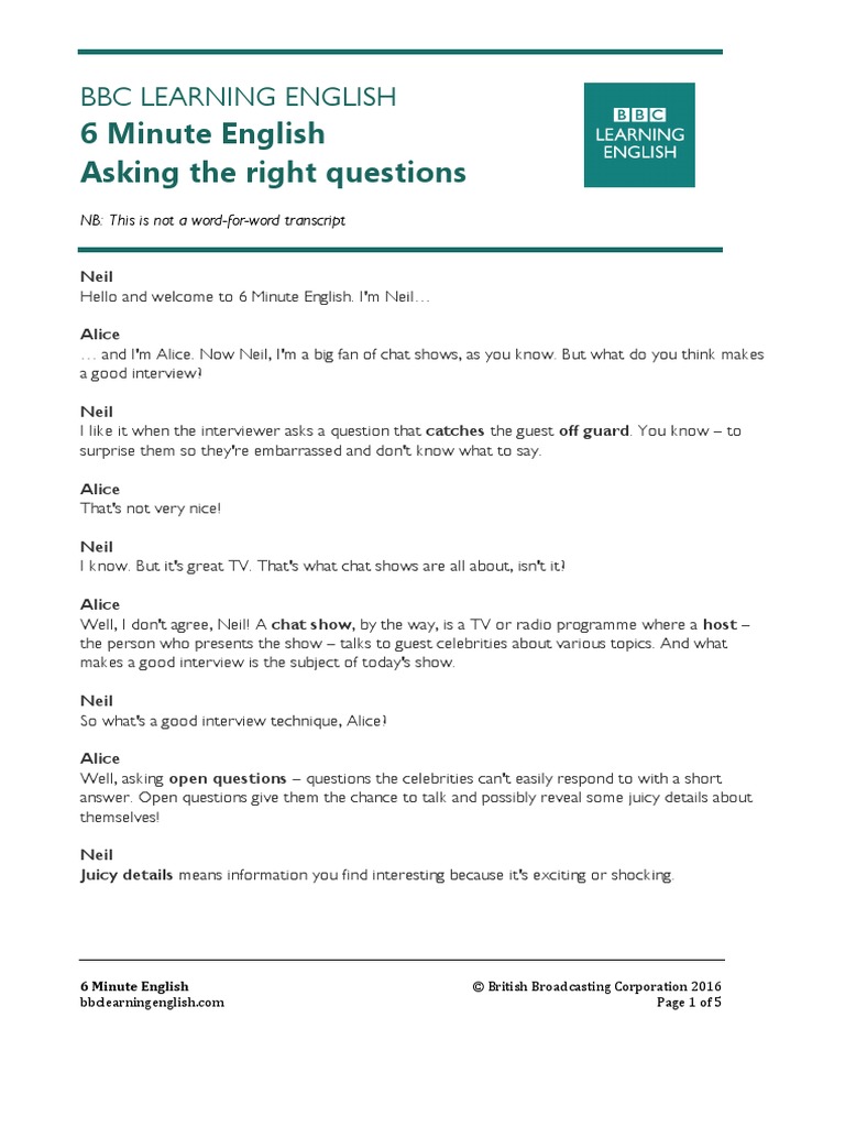 6min English Talk Show Host PDF Question Socrates