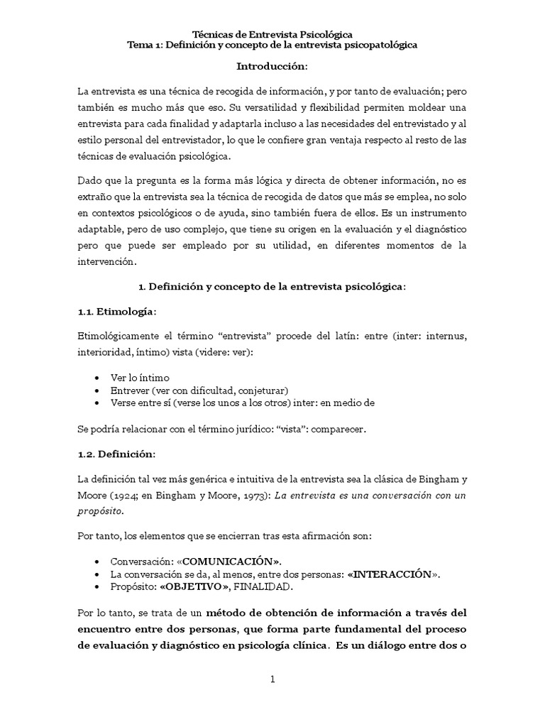 Técnicas de Entrevista Psicológica Sicología y ciencia