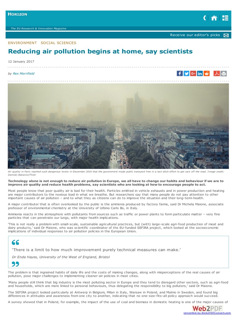 Improve Air Quality: Change Habits Now | PDF | Air Pollution | Global ...