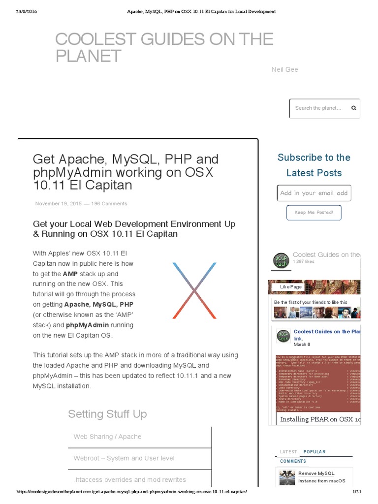 Install apache mysql php mac os x