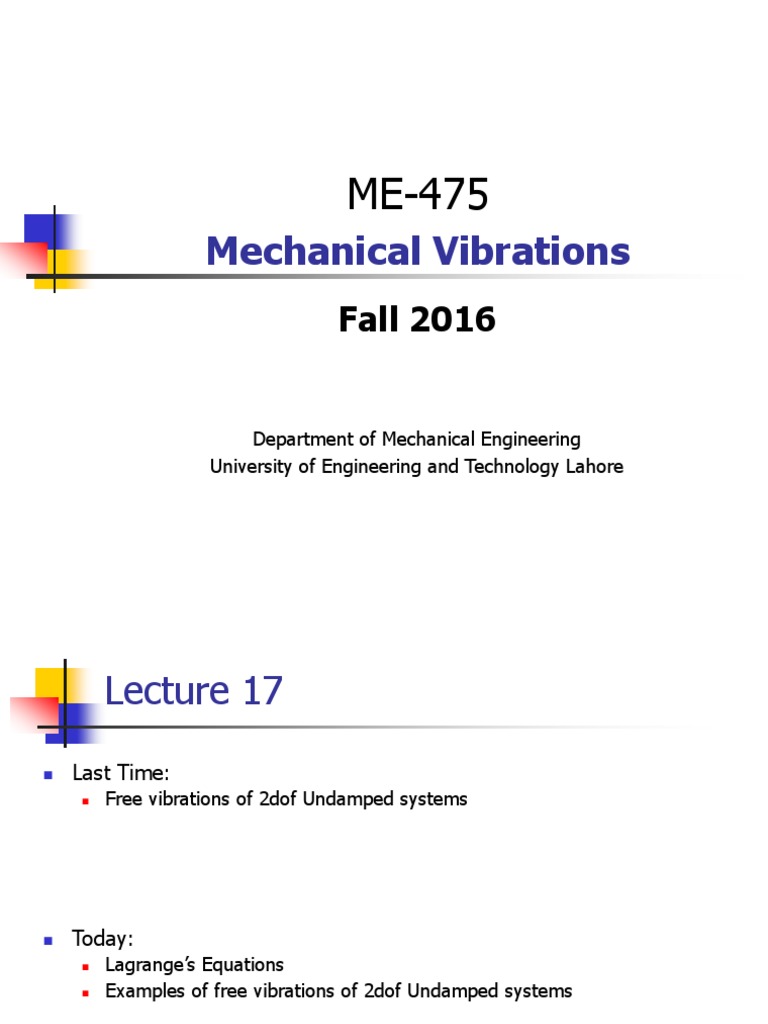 Lagrange's Equations in Mechanical Vibrations | PDF
