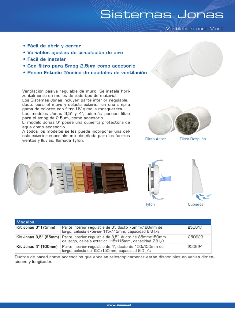 Ventilación Pasiva Regulable Jonas | PDF