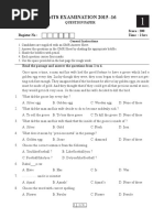 Mts Examination 2015 - 16: Class: I Question Paper Score: 200 Register No: Time: 2 Hrs