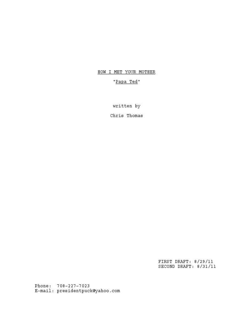 How I Met Your Mother: Papa Ted Script | PDF