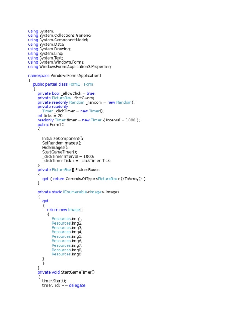 Memory Game Timer and Click Handler Implementation in C PDF