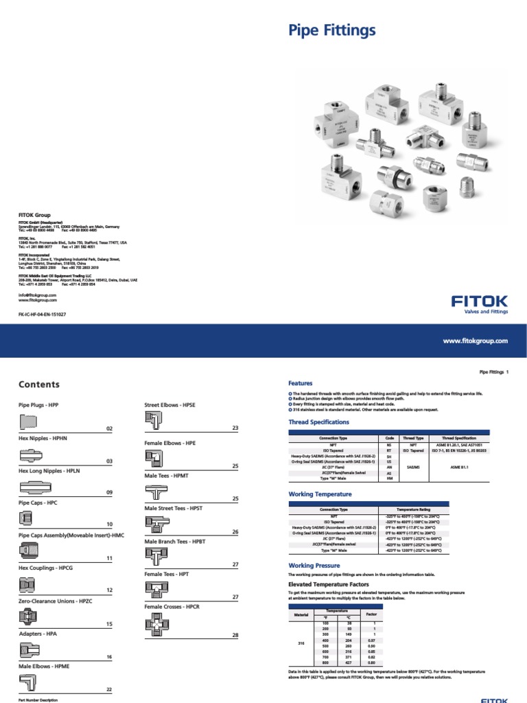 Pipe Fittings Specifications Guide | PDF | Chemical Engineering ...