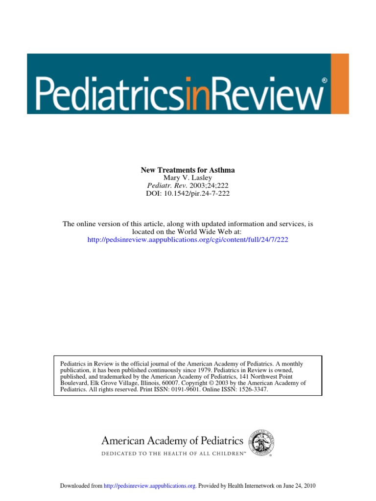 New Treatments For Asthma PDF Asthma Allergy