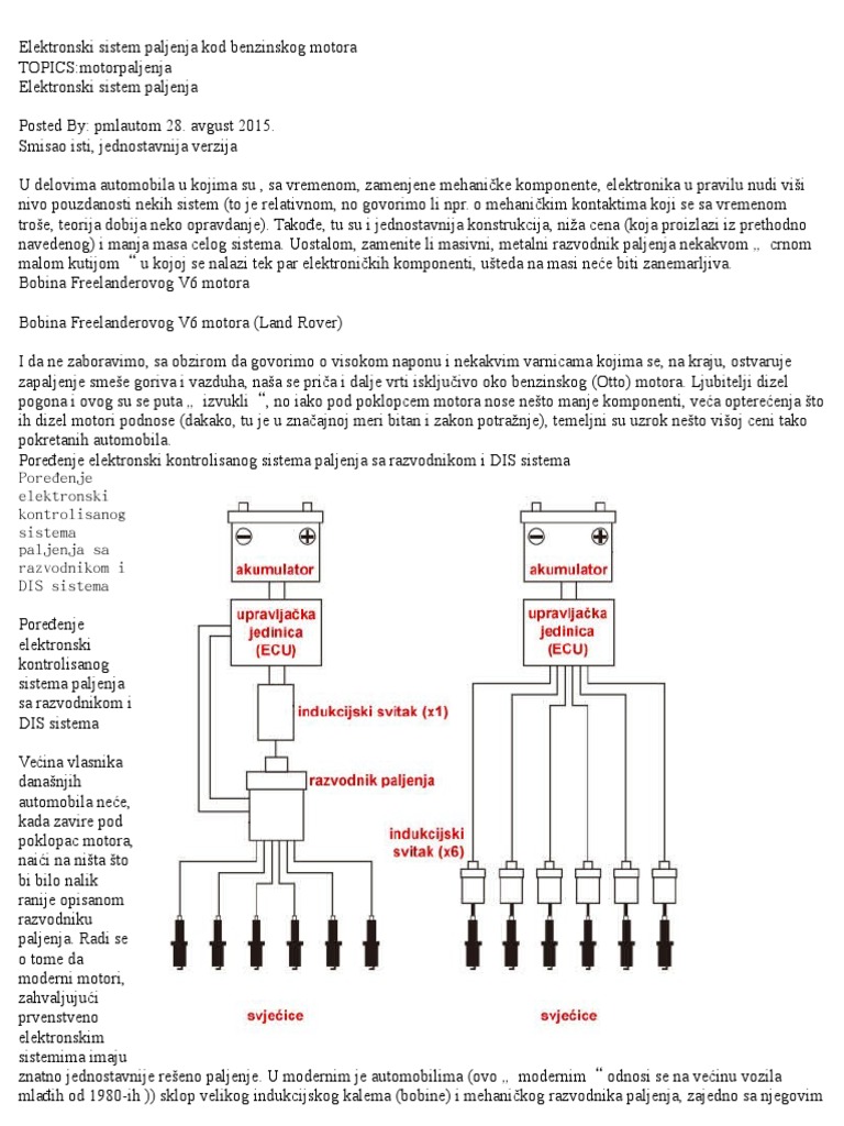 Elektronski Sistem Paljenja Kod Benzinskog Motora | PDF