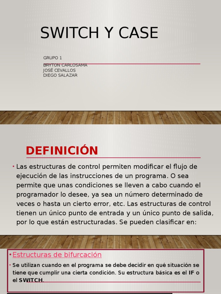 Estructura de Control Switch y Case | PDF | Flujo de control ...
