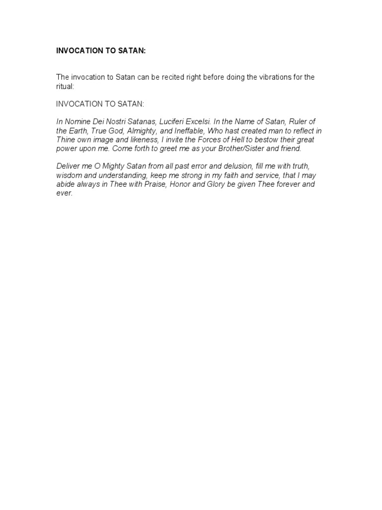 Invocation To Satan | PDF
