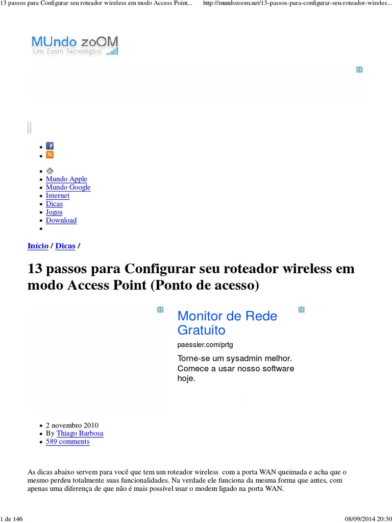 13 Passos para Configurar Seu Roteador Wireless em Modo Access Point ...