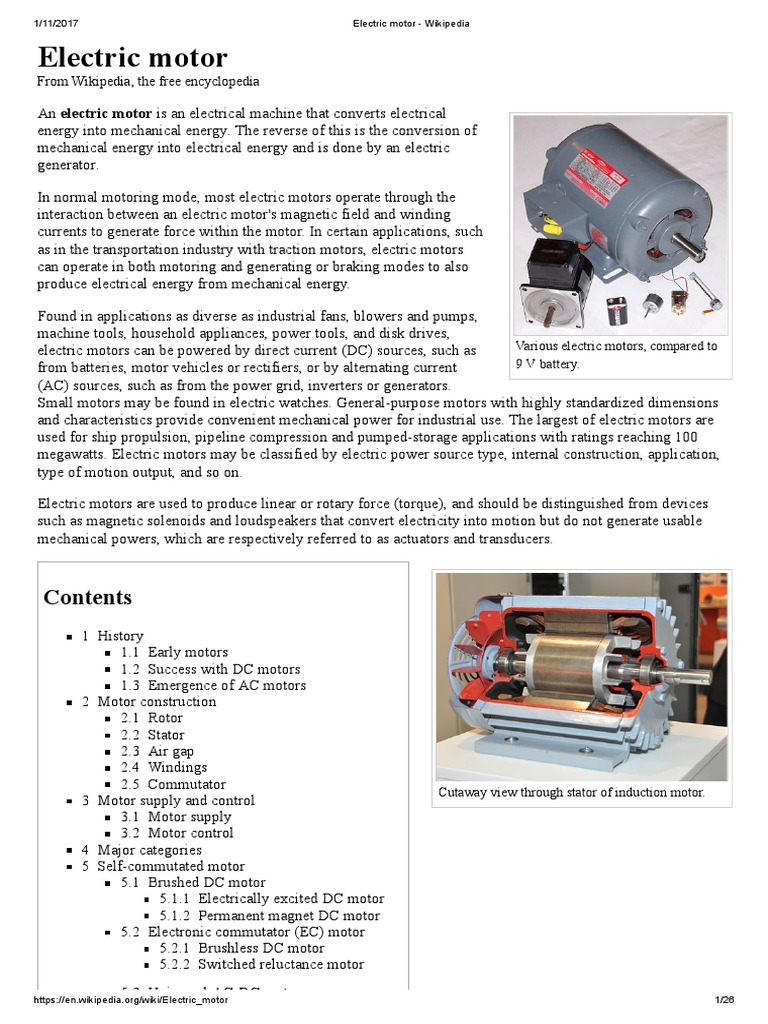 Electric Motor Wikipedia PDF Electric Motor Engines
