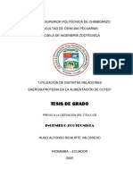 Alimentación de cuyes con relaciones energía/proteína