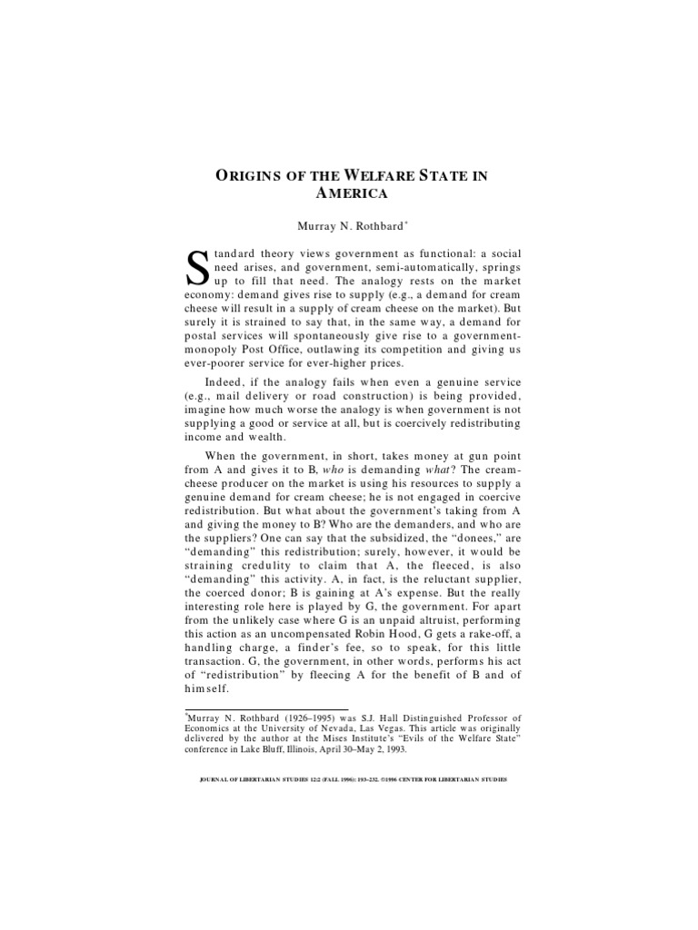 Origins of The Welfare State in America | PDF | Protestantism | Trade Union