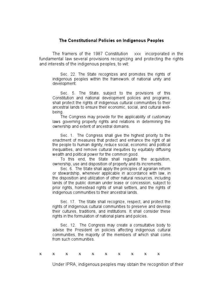 The Constitutional Policies On Indigenous Peoples | PDF | United States ...