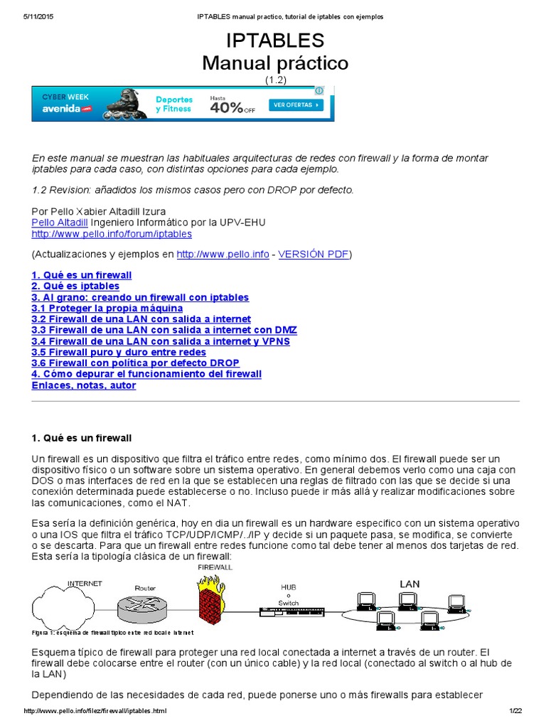 IPTABLES Manual Practico, Tutorial de Iptables Con Ejemplos | PDF ...