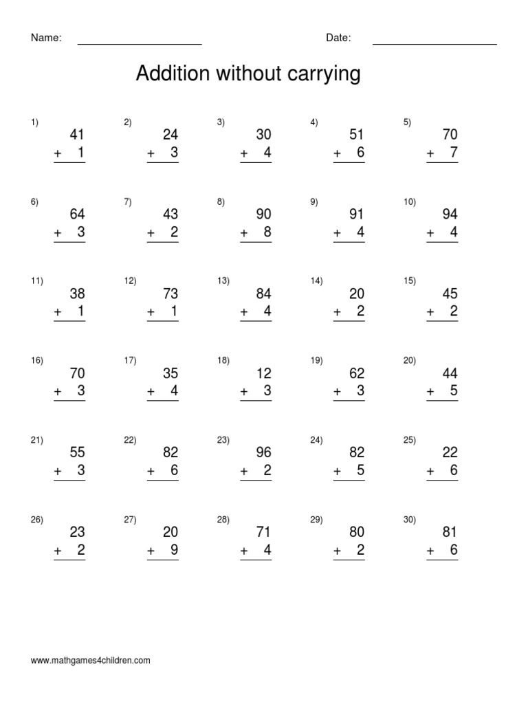 Kids' Simple Addition Practice | PDF
