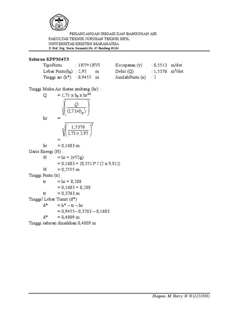 dokumen tips perhitungan  pintu  air  docx