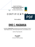 Certification StudentAssistant Emie Magbanua