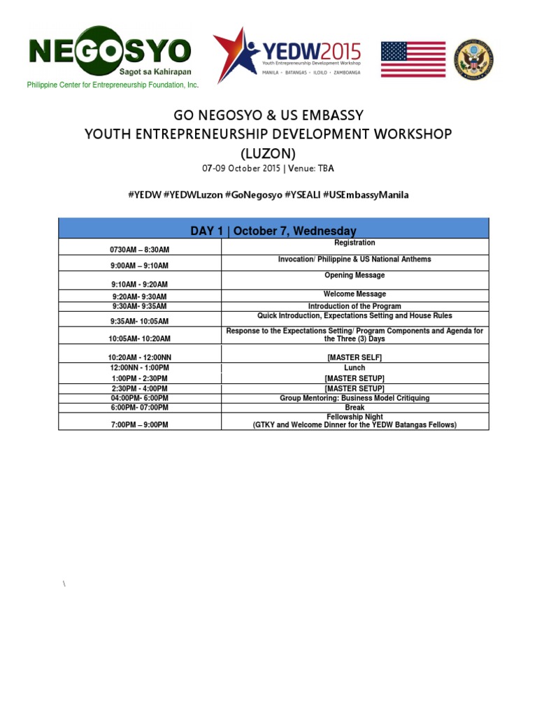 Go Negosyo & Us Embassy Youth Entrepreneurship Development Workshop ...