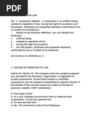 Corporation Law by Atty Villanueva With Complete Case Digests Discussion