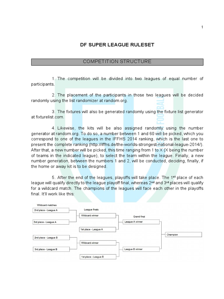 DF Super League Ruleset ST ND RD PDF Sports Rules And Regulations