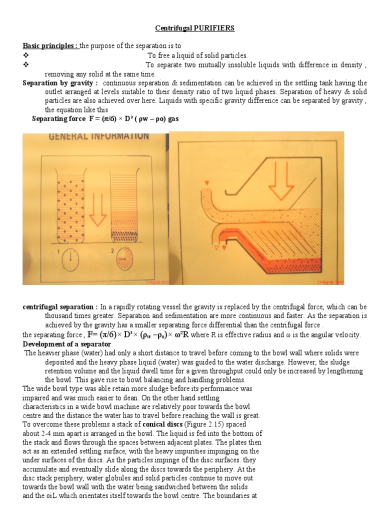 Centrifugal Purifier Fuel Oil Chemistry