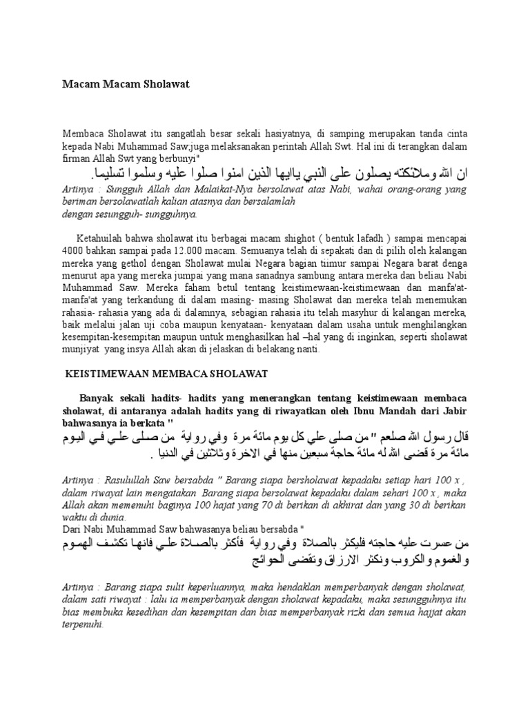 Macam Macam Sholawat