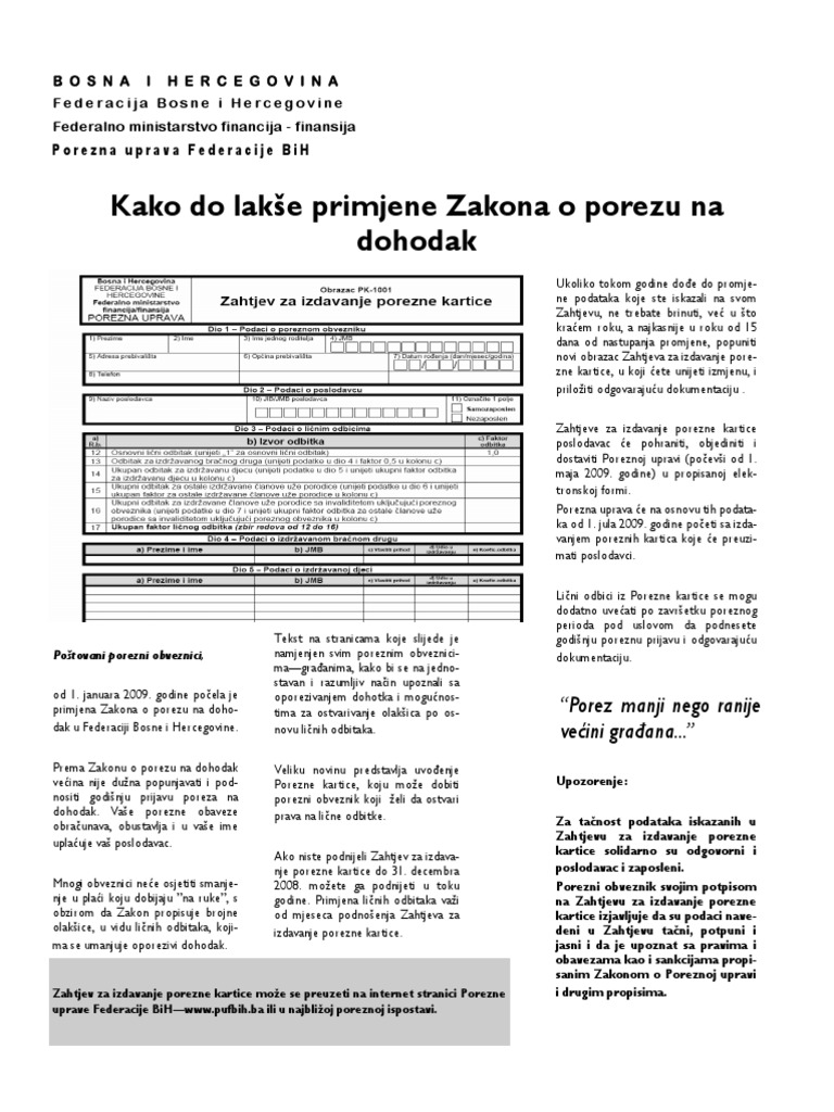 Poreske Prijave Poreza Po Odbitku Federacija - planningfasr