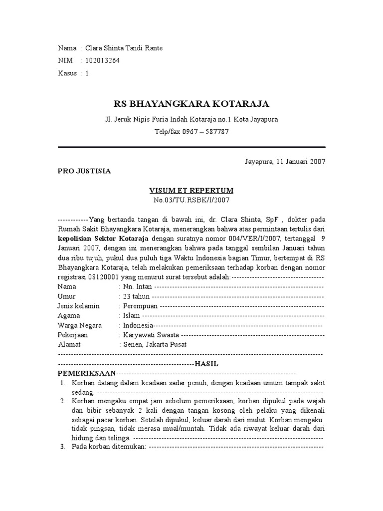 Vetr Visum Et Repertum Kekerasan