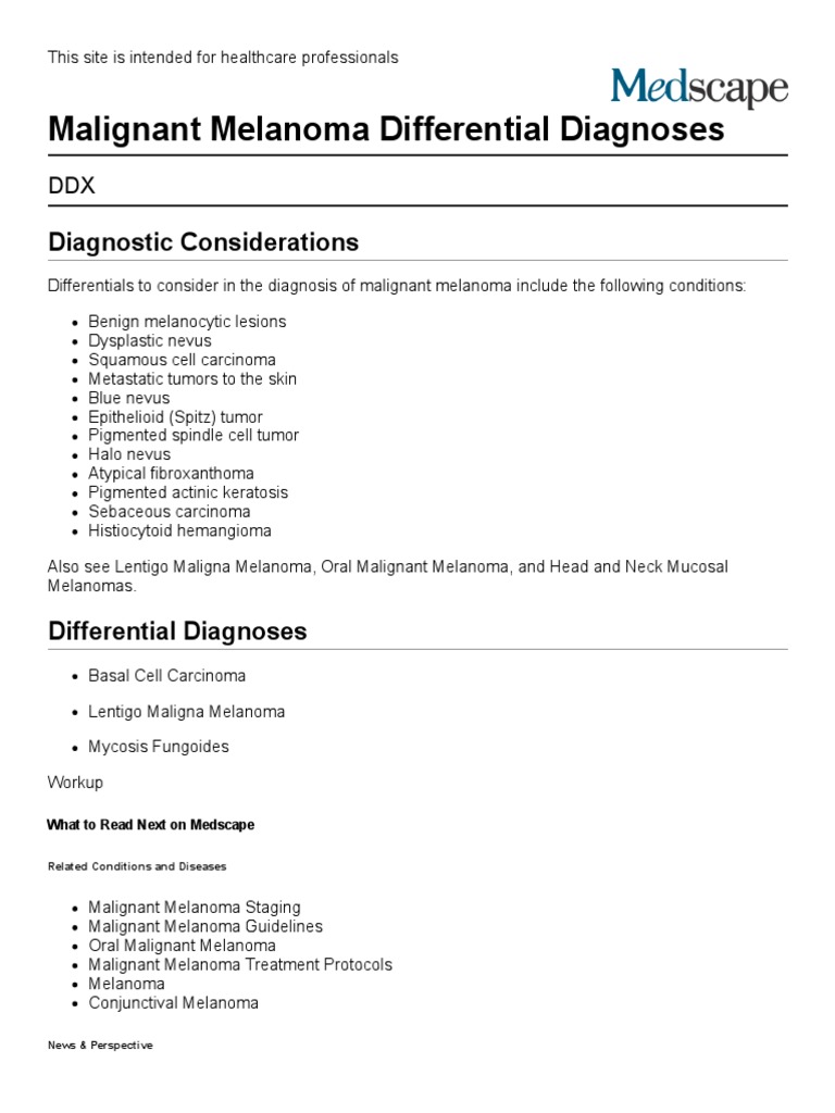Malignant Melanoma Differential Diagnoses