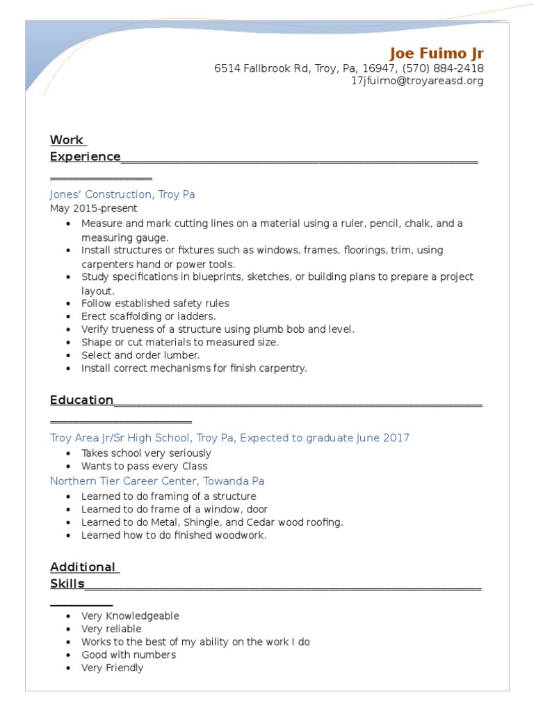 Joe Fuimo Resume | PDF