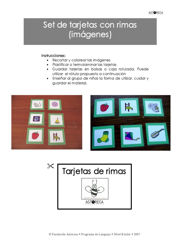 Set de Tarjetas Con Rimas (Imágenes) | PDF