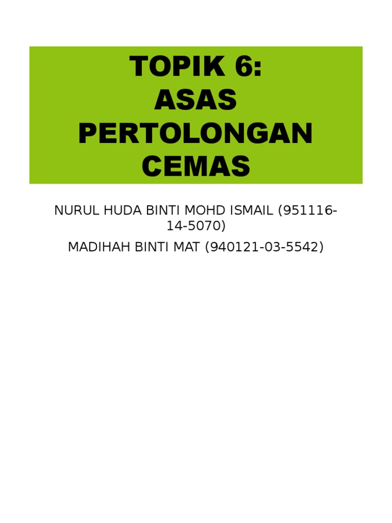 Asas Pertolongan Cemas Topik 6 Pdf