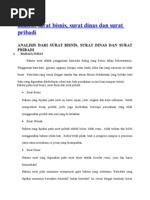 Analisis Surat Bisnis Pribadi Dinas