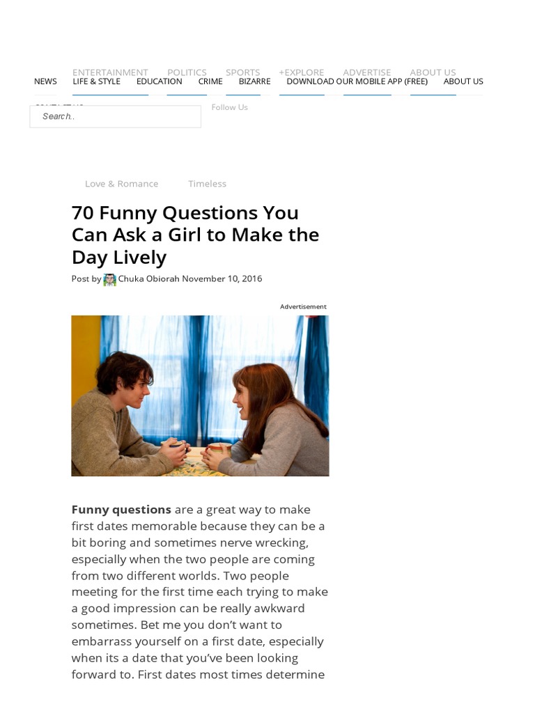 70 Funny Interesting Questions To Ask A Girl | PDF | Ghana | Business