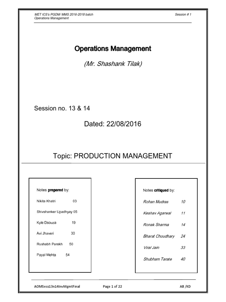 Operations Management Operations Management Operations Management ...