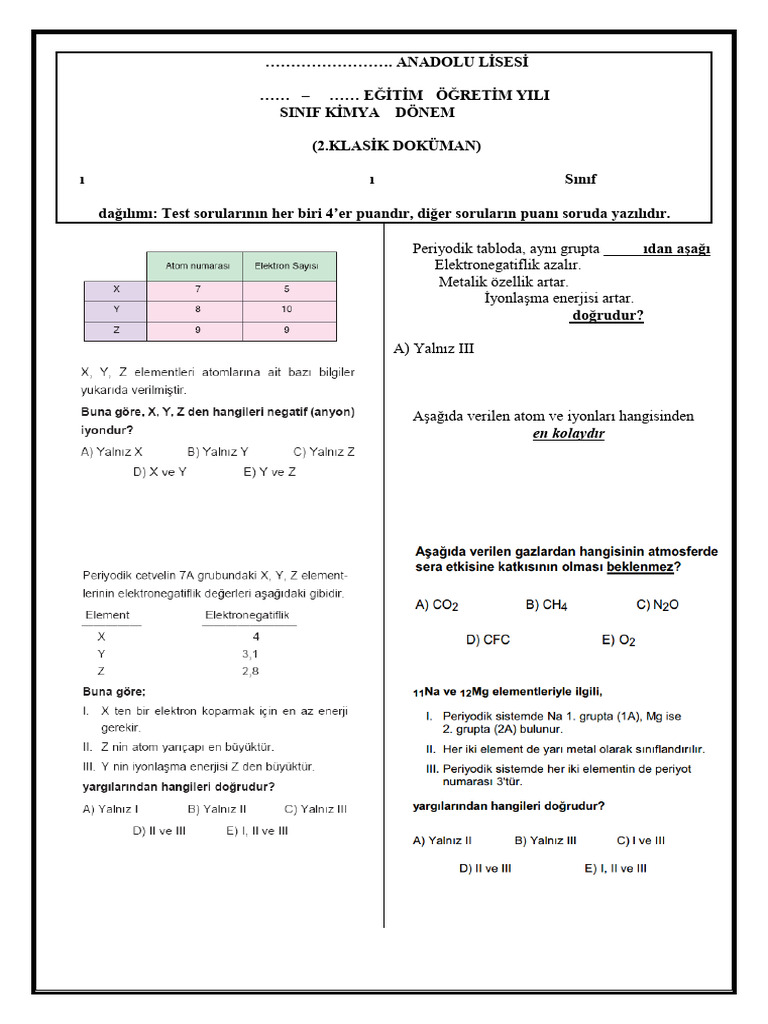 2016 2017 9 Sinif Ki Mya 1 Donem 1 Yazili Sinav Sorular 1 Pdf