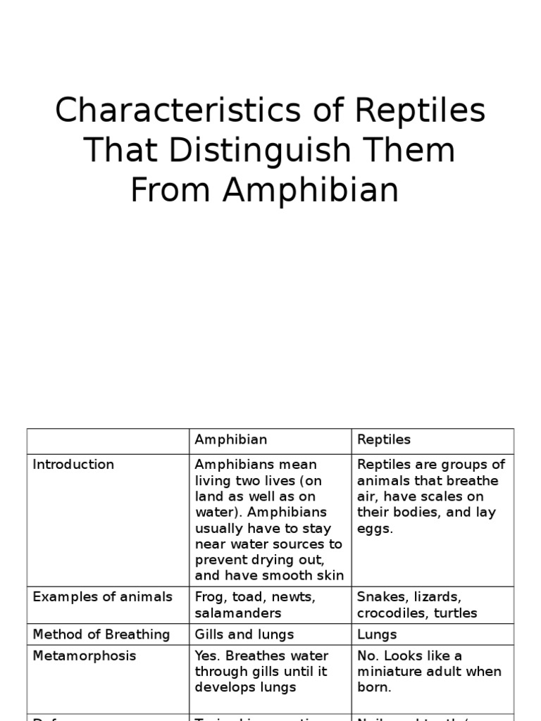 Characteristics of Reptiles That Distinguish Them From Amphibian PDF