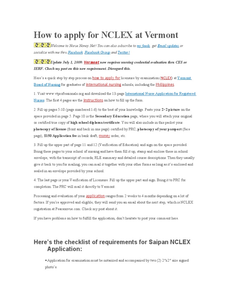 How To Apply For NCLEX at Vermont PDF National Council Licensure