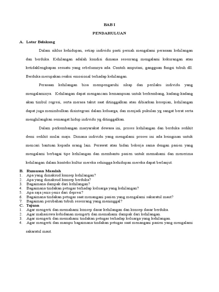 Makalah Asuhan Pada Klien Yang Menghadapi Kehilangan Dan Kematian