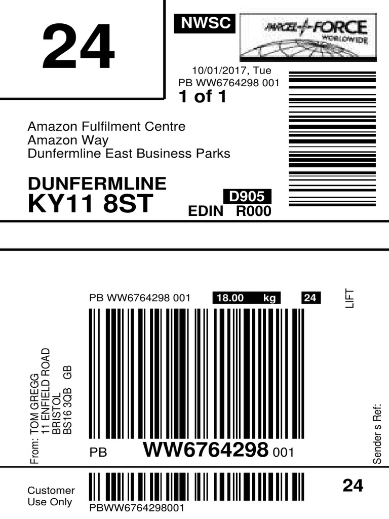 KY11 8ST Amazon Fulfilment Centre Amazon Way Dunfermline East Business