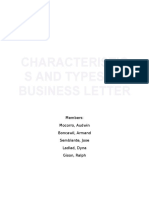 Characteristic S and Types of Business Letter