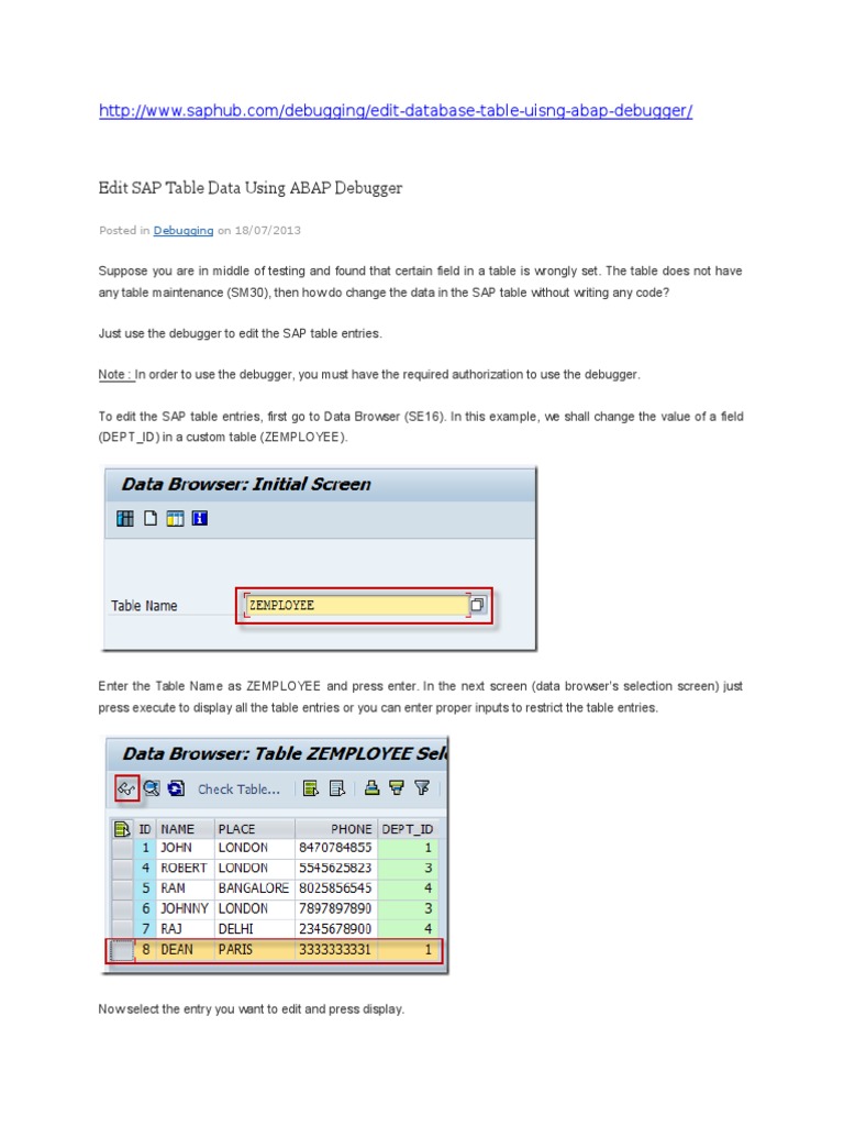 How To Edit Sap Tables PDF Subroutine Information Technology