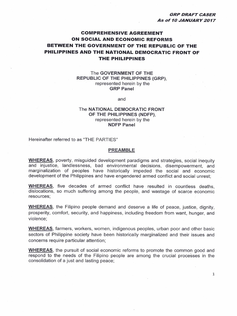 GRP Draft Comprehensive Agreement On Social and Economic