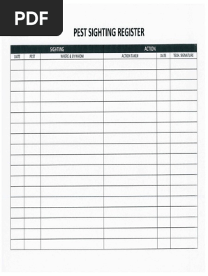 Pest Control Log Book Sheet, 50% OFF